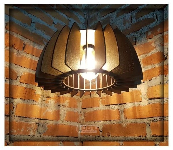 Lustre Luminária Pendente Rústico Madeira Mdf 15x32cm LM028pd - 5