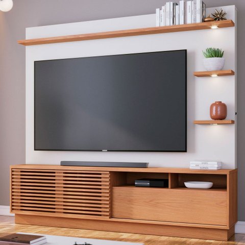 Estante para Tv até 70 Polegadas Campeche 1 Porta 1 Gaveta Freijó/off White Matte - Colibri