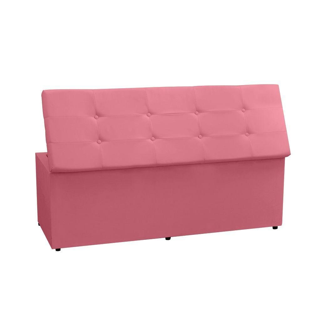 Kit Painel e Calçadeira Baú King 1,95m Berlim Suede - Pallazio Cor Rosa - 2