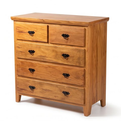 Cômoda Quarto Madeira Maciça Rústica 5 Gavetas Espaçosa 100x95cm