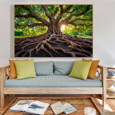 Quadro Decorativo Árvore Raízes Sala Quarto Casa Escritório