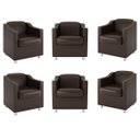 Ver imagem 1 de Kit 6 Poltronas Decorativas para Recepção Tilla Cor:Courino Marrom