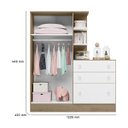 Ver imagem 2 de Guarda-Roupa com Cômoda Doce Sonho 2 Portas 3 Gavetas e Cantoneira Acoplada Branco/Carvalho Rústico
