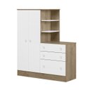 Ver imagem 3 de Guarda-Roupa com Cômoda Doce Sonho 2 Portas 3 Gavetas e Cantoneira Acoplada Branco/Carvalho Rústico