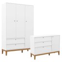Ver imagem 1 de Cômoda Sapateira e Guarda Roupa Unique 3 Portas Branco Soft Eco Wood - Matic