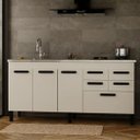 Ver imagem 1 de Gabinete de Cozinha 5 Gavetas 3 Portas 174cm Grande 100% MDF:Branco