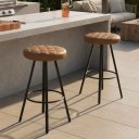 Ver imagem 2 de Banqueta Estofada Redonda Costura Base Aço Carbono com Nivelador Modelo Boston