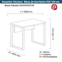 Ver imagem 3 de Mesa Escritório P25 Tub Pandin 120 Cm (larg) Tampo Mdp Grafito Pé Aço Tubular Branco
