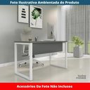 Ver imagem 2 de Mesa Escritório P25 Tub Pandin 120 Cm (larg) Tampo Mdp Grafito Pé Aço Tubular Branco