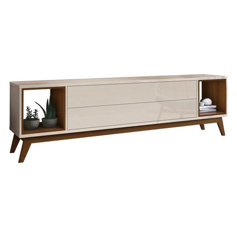 Rack para TV Horizon 2.2 Off White com Natural - Móveisaqui