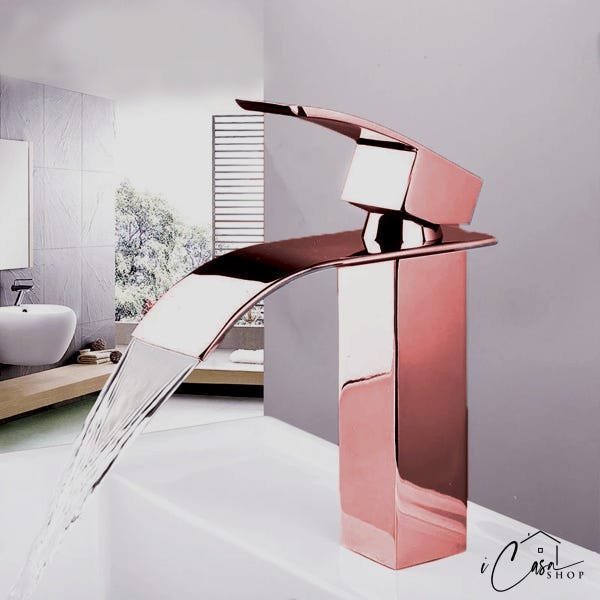Torneira Banheiro Lavabo Cascata Rose Gold Misturador Monocomando - iCasa Shop - IC-3201RG - 6