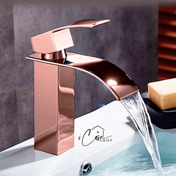 Torneira Banheiro Lavabo Cascata Rose Gold Misturador Monocomando - iCasa Shop - IC-3201RG - 3