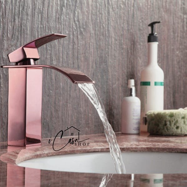 Torneira Banheiro Lavabo Cascata Rose Gold Misturador Monocomando - iCasa Shop - IC-3201RG - 7