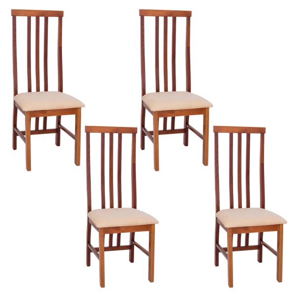 Kit 4 Cadeiras em Madeira Maciça Assento Estofado Ferrugine Design 100% Madeira - 6