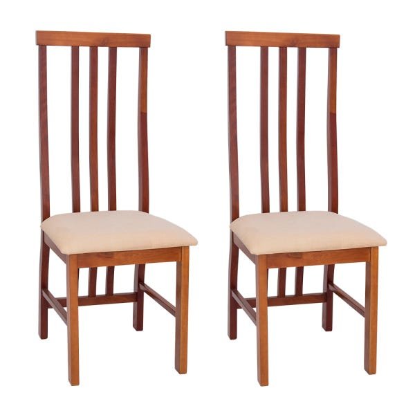Kit 2 Cadeiras em Madeira Maciça Assento Estofado Ferrugine Design 100% Madeira - 1