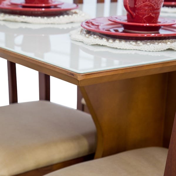Conjunto Mesa de Jantar Laqueada com 4 Cadeiras de Madeira Design Ferrugine - 3