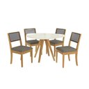 Ver imagem 2 de Conjunto de Jantar 4 Cadeiras Lola e Mesa Duna Madeira Maciça Cinza/Off White/Chumbo