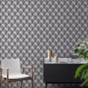 Ver imagem 5 de Papel de Parede Adesivo Estofado Cinza Sofá Botão 2,80m
