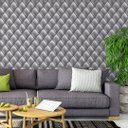 Ver imagem 4 de Papel de Parede Adesivo Estofado Cinza Sofá Botão 2,80m