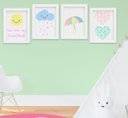 Ver imagem 1 de Quadrinho Infantil Quarto Bebê Menina Chuva de Amor Kit 4 Peças