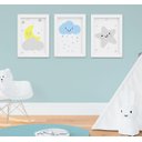 Ver imagem 1 de Quadro Decorativo Infantil Quarto Bebê Menino Chuva de Amor Kit 3 Peças