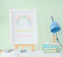 Ver imagem 2 de Quadro Infantil Quarto Bebê Menina Céu Nuvem Sol Arco-Íris Kit 3 Peças