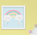 Ver imagem 4 de Quadro Infantil Quarto Bebê Menina Balão Nuvem Arco-Íris Kit 3 Peças