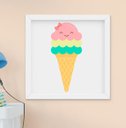 Ver imagem 3 de Quadro Decorativo Infantil Quarto Bebê Menina Doces Picolé Sorvete Kit 3 Peças