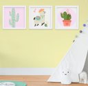 Ver imagem 1 de Kit Quadro Infantil Bebê Menina Lhama e Cacto 3 Peças
