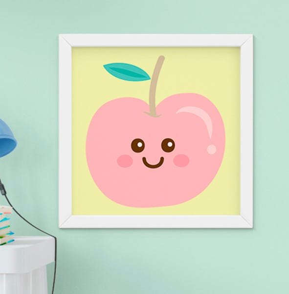 Quadro Infantil Quarto Bebê Menina Frutas Kit 3 Peças - 2