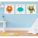 Ver imagem 1 de Quadrinho Bebê Infantil Menino Monstrinhos Kit 3 Peças