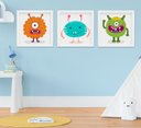 Ver imagem 1 de Quadrinho Bebê Infantil Menino Monstrinhos Kit 3 Peças