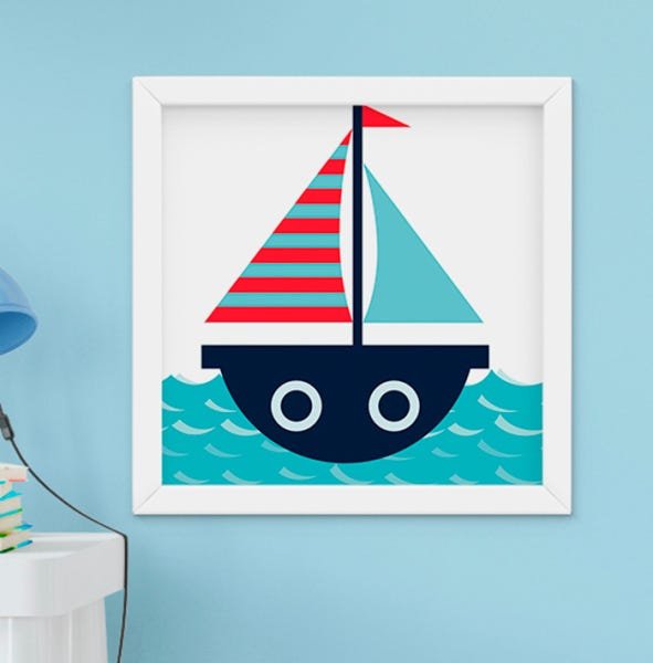 Quadro Infantil Quarto Bebê Menino Marinheiro Kit 3 Peças - 2