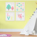 Ver imagem 1 de Quadro Infantil Quarto Bebê Menina Jardim Passarinho Kit 4 Peças