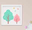 Ver imagem 2 de Quadro Decorativo Infantil Quarto Bebê Menina Arvore e Passarinho Kit 3 Peças