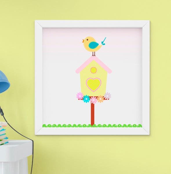 Quadro Infantil Bebê Menina Passarinho e Borboletas Kit 3 Peças - 3