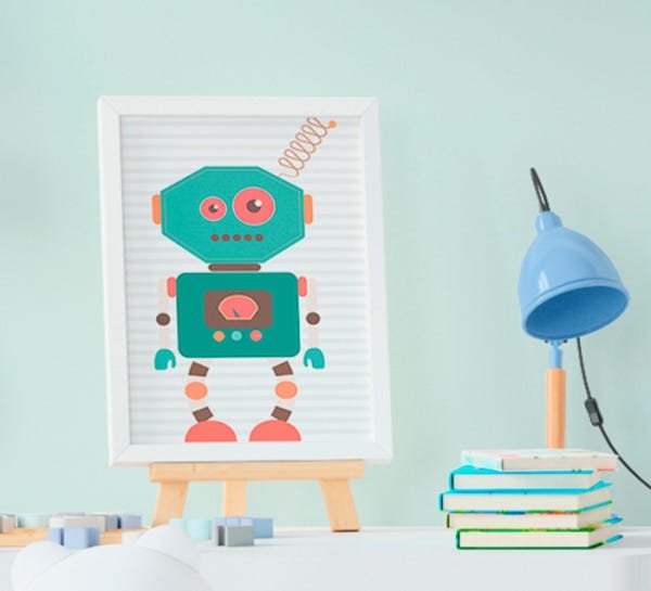 Quadro Infantil Quarto Bebê Menino Robozinhos Kit 3 Peças - 2