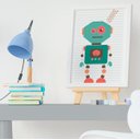 Ver imagem 4 de Quadrinho Decorativo Infantil Bebê Menino Robô e Nave Kit 3 Peças