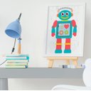 Ver imagem 2 de Quadrinho Decorativo Infantil Bebê Menino Robô e Nave Kit 3 Peças
