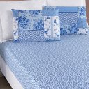Ver imagem 1 de Jogo de Cama Lençol Bouti Estampado Queen 03 Peças - Azul Sereno Bia Enxovais
