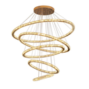 Ver imagem 1 de Lustre Pendente 5 Anéis Led 96w Dourado Duplo 3000k Bivolt