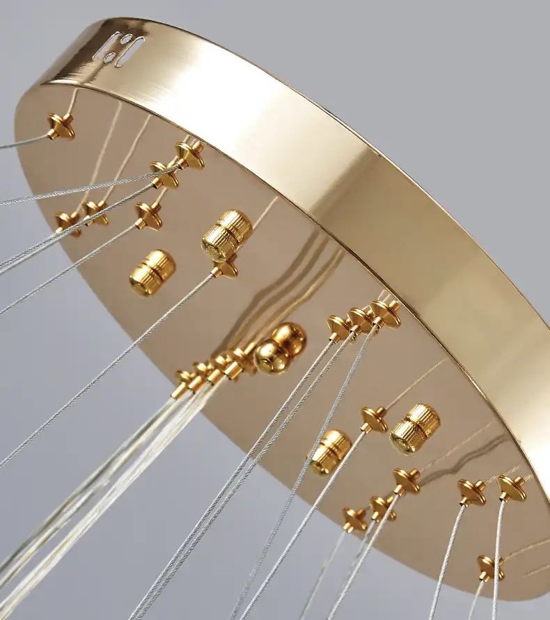 Lustre Pendente 5 Anéis Led 96w Dourado Duplo 3000k Bivolt - 9