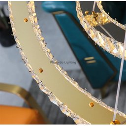 Lustre Pendente 5 Anéis Led 96w Dourado Duplo 3000k Bivolt - 7
