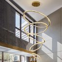 Ver imagem 3 de Lustre Pendente 5 Anéis Led 96w Dourado Duplo 3000k Bivolt