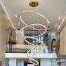 Lustre Pendente 5 Anéis Led 96w Dourado Duplo 3000k Bivolt - 5