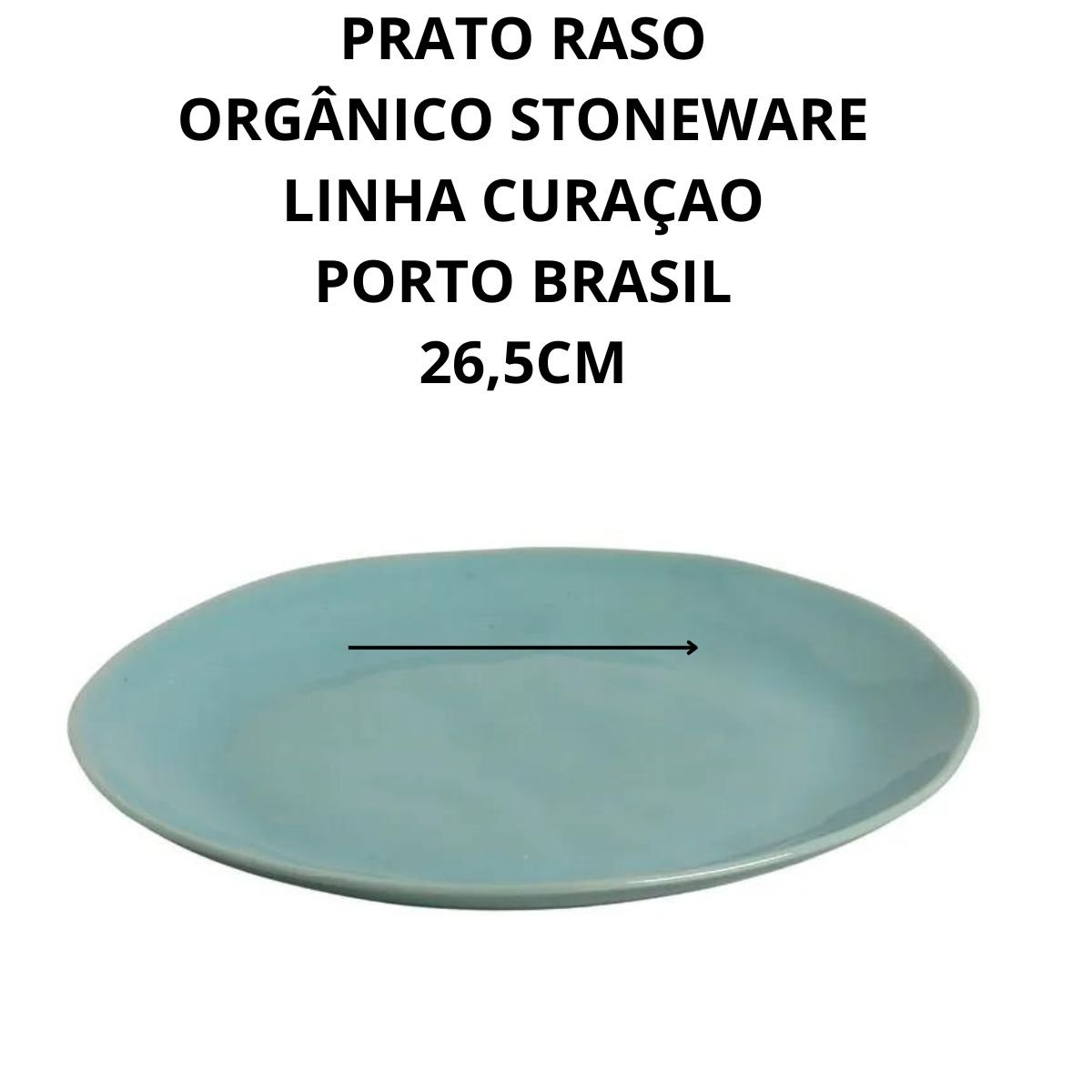 Prato Raso Verde Curaçao Bio Stoneware Porto Brasil Unitário Stoneware Organico Curaçao Prato Raso a - 2