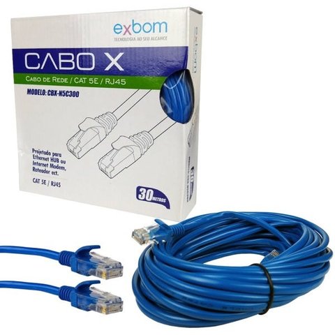 CABO DE REDE RJ45 CAT5E AZUL 30M EXBOM CBX-N5C300 02816