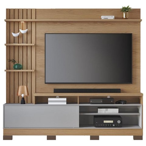 Estante Home Theater Maceió com Pés Freijó Cinza Acetinado – Colibri