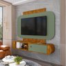 Painel Suspenso Jurerê para Tv até 55” com Porta e Nichos - Naturalle/ Pistache - 1