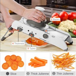 Cortador de legumes em inox 18 em 1 slicer mandoline fatiador ralador com regulagem - 4
